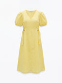 Glow Linen Midi Dress -White