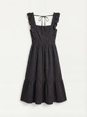 Ruffle Strap White Midi Dress – Black