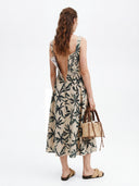 Palm Muse Linen Midi Dress – Sand Beige
