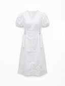 Glow Linen Midi Dress -White