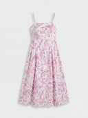 Floral Breeze Cotton Midi Dress - Yellow Floral