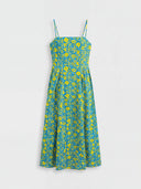 Floral Breeze Cotton Midi Dress - Yellow Floral