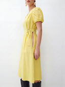 Glow Linen Midi Dress - Yellow