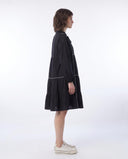 Piped Tie-Neck Dress