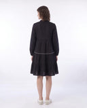 Piped Tie-Neck Dress