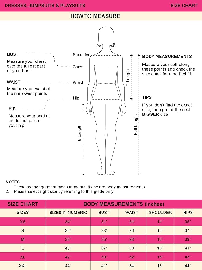 Size chart for desktop