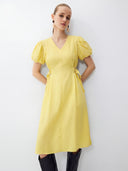 Glow Linen Midi Dress - Yellow