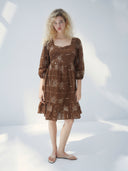 Mocha Embroidered Mini Dress