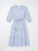 Embroidered Midi Dress  Powder Blue