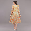 FELRIO Meadow Bloom Tiered Midi Dress – Mustard Floral