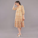 FELRIO Meadow Bloom Tiered Midi Dress – Mustard Floral