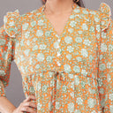 FELRIO Meadow Bloom Tiered Midi Dress – Mustard Floral