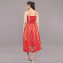 FELRIO Coral Bloom Strappy Midi Dress – Sunset Coral