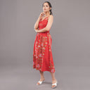 FELRIO Coral Bloom Strappy Midi Dress – Sunset Coral
