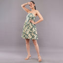 FELRIO Palm Breeze Cotton Mini Dress – Sand Beige