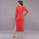 Scarlet Ribbed Bodycon Midi Dress – Crimson Red