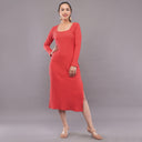 Scarlet Ribbed Bodycon Midi Dress – Crimson Red