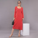 Scarlet Ribbed Bodycon Midi Dress – Crimson Red