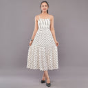 Polka Grace Cotton Midi Dress – White Black