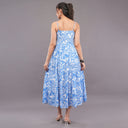Azure Bloom Cotton Midi Dress  Sky Blue