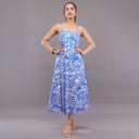 Azure Bloom Cotton Midi Dress  Sky Blue