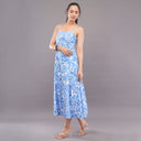 Azure Bloom Cotton Midi Dress  Sky Blue