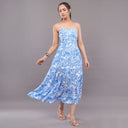 Azure Bloom Cotton Midi Dress  Sky Blue