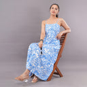 Azure Bloom Cotton Midi Dress  Sky Blue