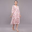 Blossom Paisley Cotton Midi Dress – Rose Pink