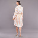 Sunset Stripe Cotton Shirt Dress – White Orange