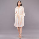 Sunset Stripe Cotton Shirt Dress – White Orange
