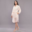 Sunset Stripe Cotton Shirt Dress – White Orange