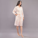 Sunset Stripe Cotton Shirt Dress – White Orange