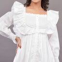 Ruffle Rayon Cotton Midi Dress –White