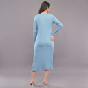 Ribbed Bodycon Midi Dress – Blue