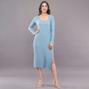 Ribbed Bodycon Midi Dress – Blue