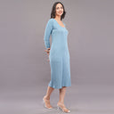 Ribbed Bodycon Midi Dress – Blue