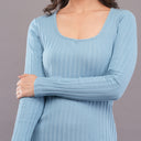 Ribbed Bodycon Midi Dress – Blue