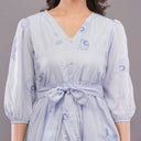 Chikan Tie-Waist Dress Lavender