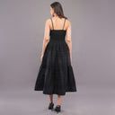 Noir Chikankari Cotton Midi Dress – Black