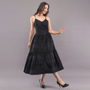 Noir Chikankari Cotton Midi Dress – Black