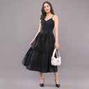 Noir Chikankari Cotton Midi Dress – Black