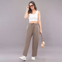 Linen Straight Pants – Brown