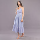 Lavender Popcorn Backless Midi Dress