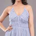 Lavender Popcorn Backless Midi Dress