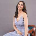 Lavender Popcorn Backless Midi Dress