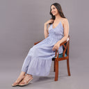 Lavender Popcorn Backless Midi Dress