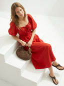 Tie Front Dress - Red