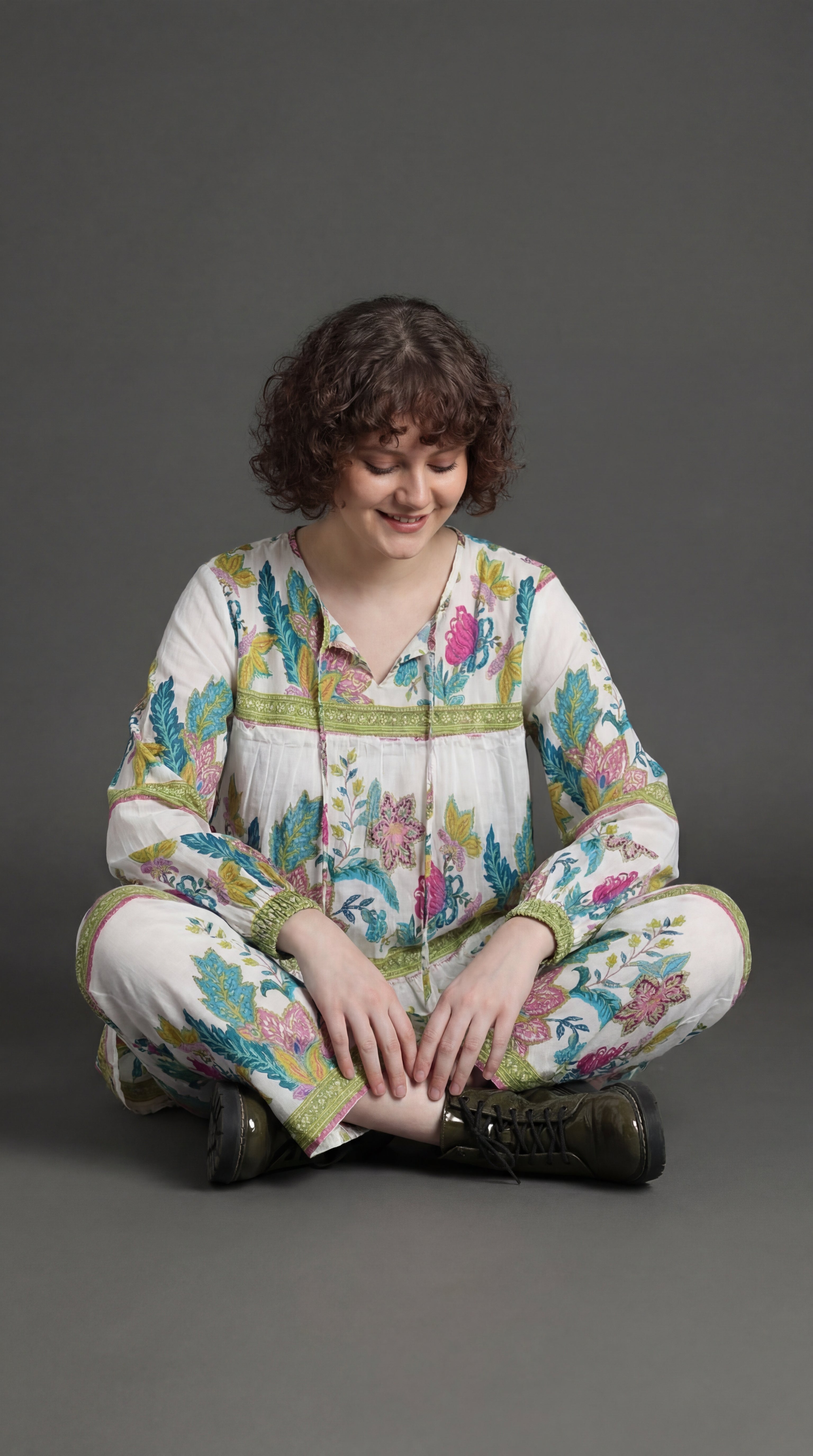 FLORAL PRINT COTTON CORD-SET