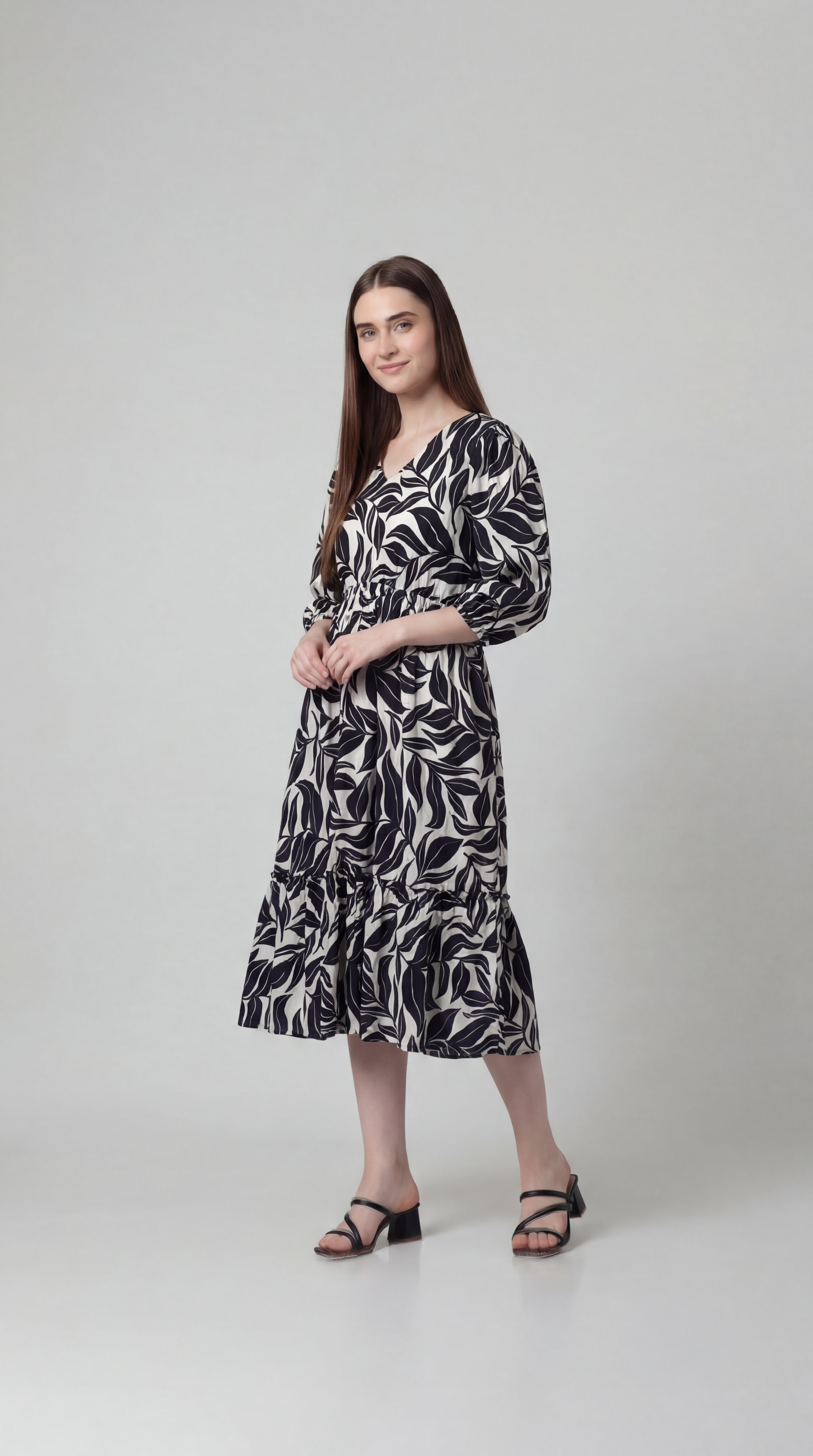 White Leaf  Relaxed Day Dress